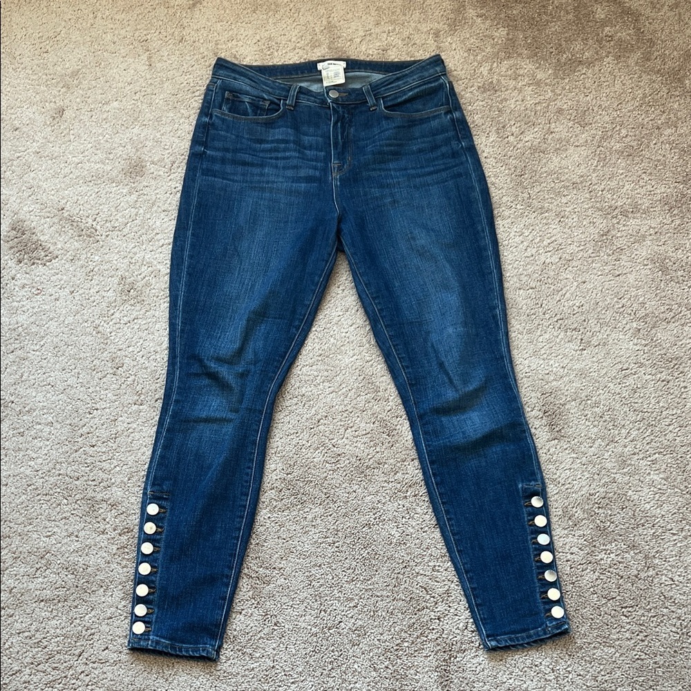 L'AGENCE Piper High-Rise Skinny jeans with button hem detail